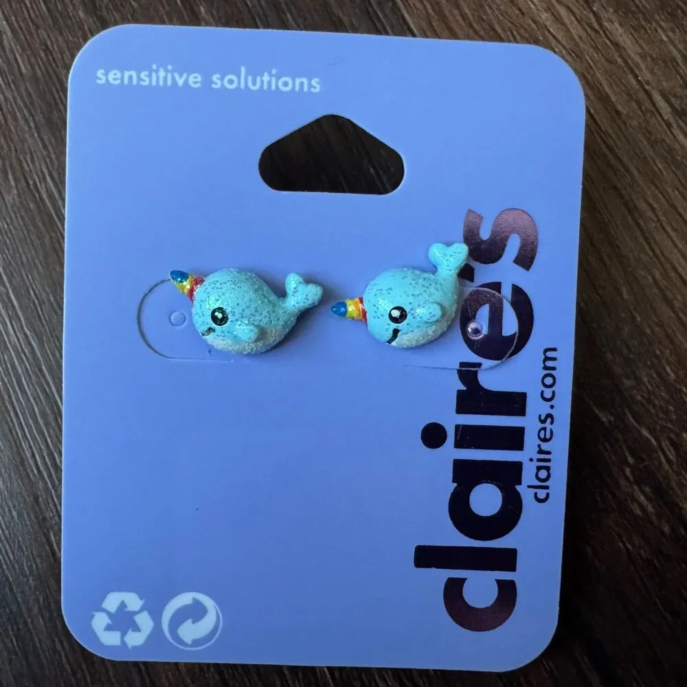 Claire’s Lot: 7 New Post Earrings Sensitive & Glitter Dino Choker Animals Cute